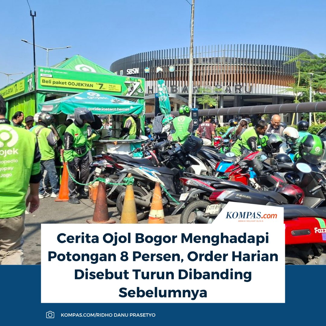 kompascom's tweet photo. Baca selengkapnya: https://t.co/4hvUmyVa8k

Sejumlah pengemudi ojek online di Kota Bogor mengaku aktivitas mereka berubah setelah kebijakan potongan komisi aplikasi 8 persen berlaku. Mereka menyebut order menurun dari sekitar delapan perjalanan menjadi tiga hingga empat dalam sehari sehingga pendapatan ikut berkurang.

~RK #ojol #bogor
