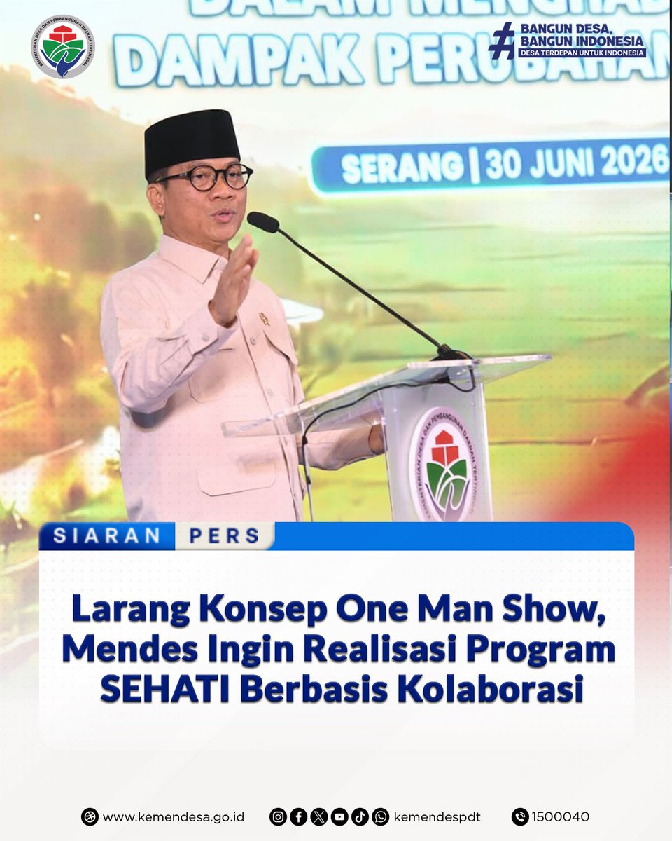 kemendespdt's tweet photo. Mendes PDT Yandri Susanto menegaskan pentingnya kolaborasi dalam mewujudkan seluruh rangkaian pembangunan yang dimulai dari desa hingga level nasional. https://t.co/OVhcSLNFqE
