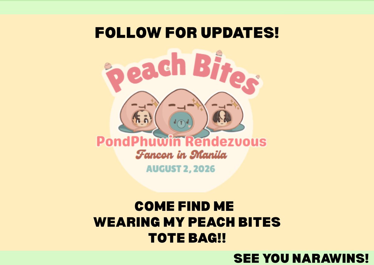 Gelatincos's tweet photo. 💙🧡 PONDPHUWIN RENDEZVOUS IN MANILA 💙🧡

Fan Support Freebies by: @Gelatincos (Me)

🍑 PEACH BITES CHIP BAG 🍑

📍 Time &amp; Location: TBA
🎟 Open for all! (Strictly 1:1 only)
💌 DM for trades!

#PondPhuwinRendezvousinManila
#PondPhuwinRendezvousinPH 

SEE YOU NARAWINS 🤟🏼 https://t.co/4UL2MAQZYd
