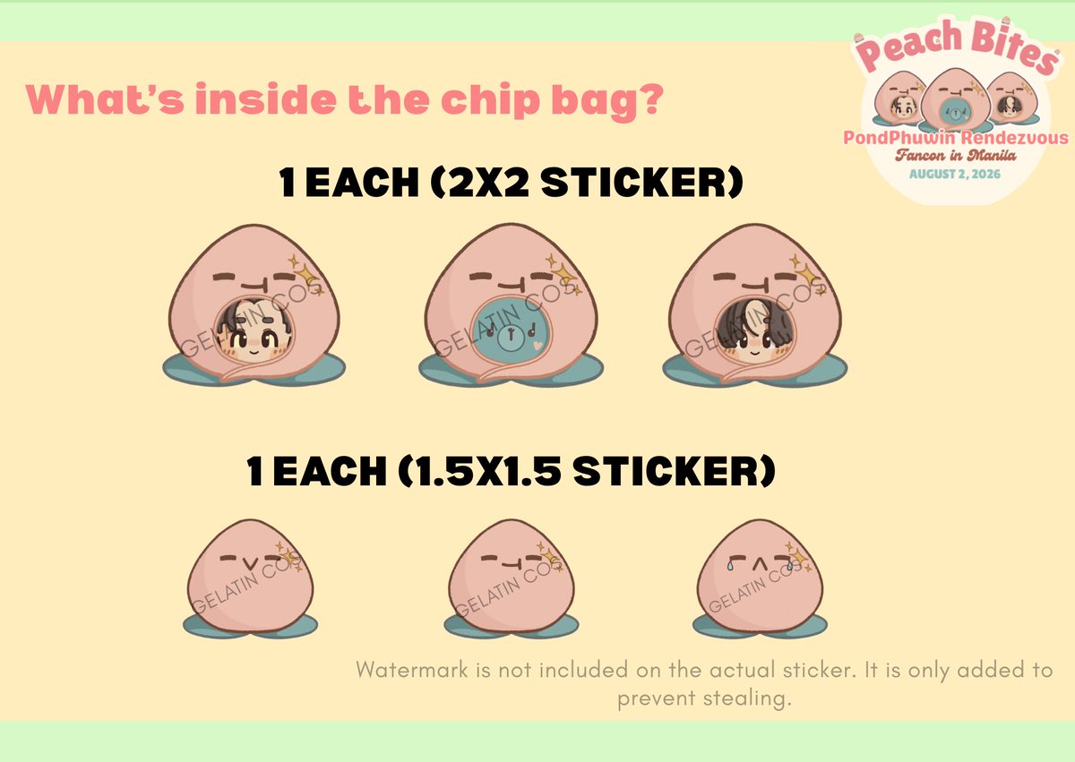 Gelatincos's tweet photo. 💙🧡 PONDPHUWIN RENDEZVOUS IN MANILA 💙🧡

Fan Support Freebies by: @Gelatincos (Me)

🍑 PEACH BITES CHIP BAG 🍑

📍 Time &amp; Location: TBA
🎟 Open for all! (Strictly 1:1 only)
💌 DM for trades!

#PondPhuwinRendezvousinManila
#PondPhuwinRendezvousinPH 

SEE YOU NARAWINS 🤟🏼 https://t.co/4UL2MAQZYd
