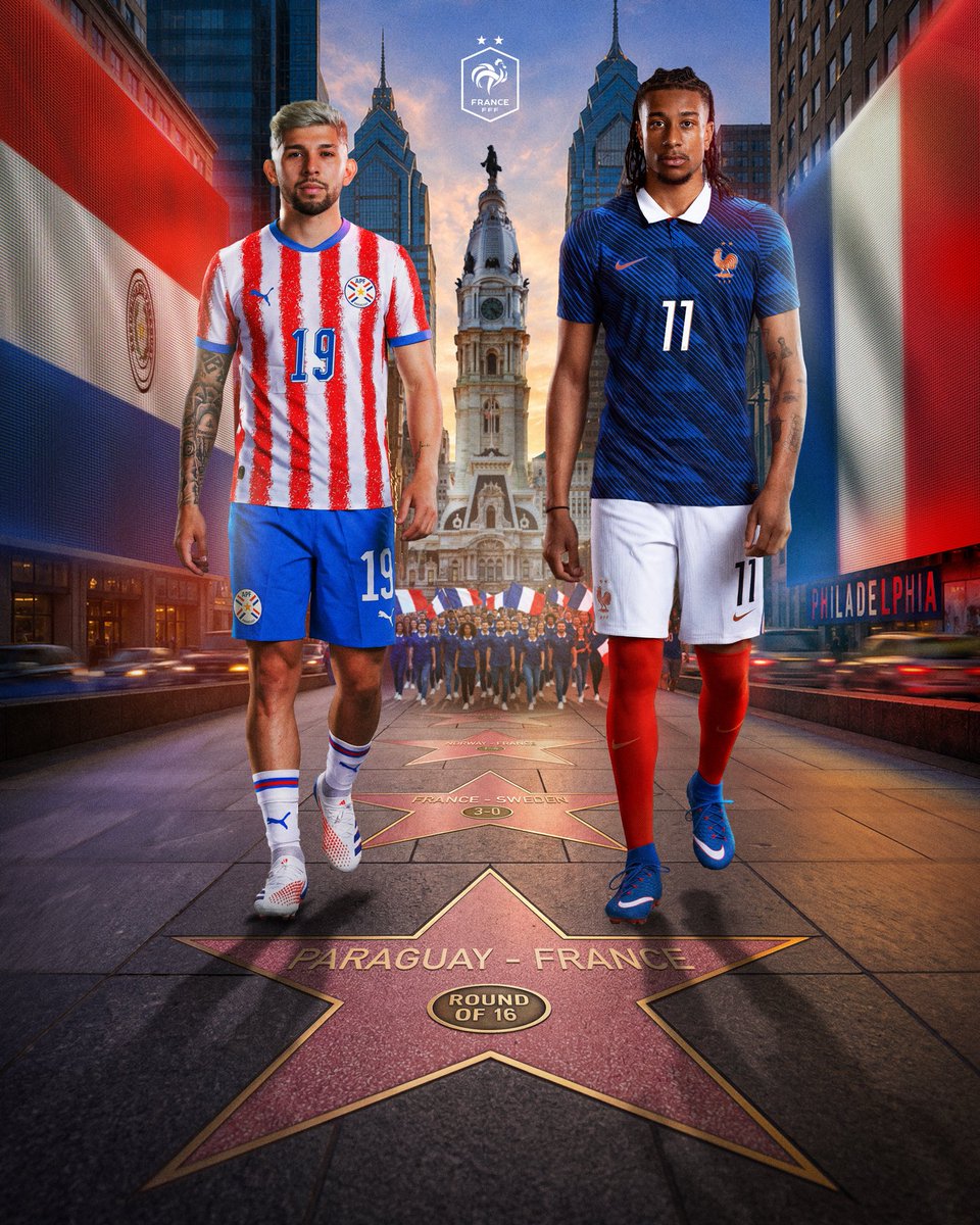 equipedefrance's tweet photo. 🔜 Prochain adversaire : le Paraguay 🇵🇾

Notre 8e de finale aura lieu ce samedi 4 juillet à 23h00 🙌

#FIFAWorldCup https://t.co/BPITwm9RHN