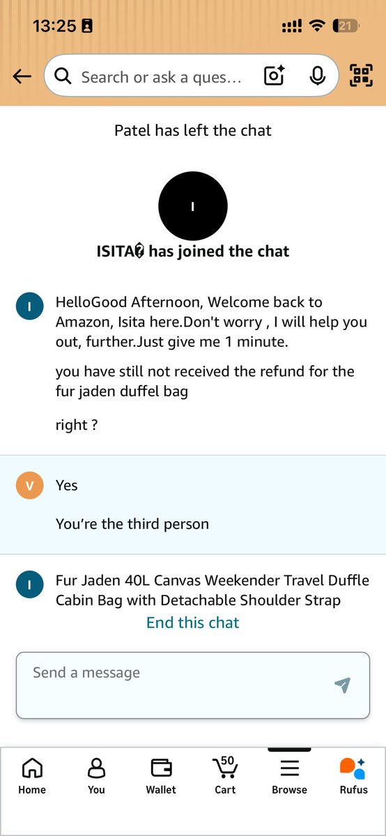 boundlessjoy's tweet photo. Have been trying to get a simple refund issue resolved by @amazonIN customer care and have been on chat with almost 6 agents… this is the new @amazonIN customer care. Please see pictures! Could only attach 4 but there are 6 agents and maybe more will follow. No value for the customer’s time or money.