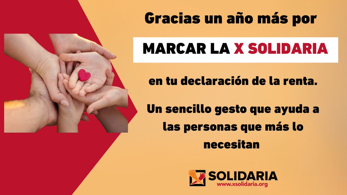 XSolidaria's tweet photo. Gracias a todas las personas que habéis marcado la #XSolidaria en vuestra declaración de la renta 💛

Un sencillo gesto, que a ti no te cuesta nada, pero que marca una gran diferencia para quienes más lo necesitan.

Seguimos sumando solidaridad 🤝 https://t.co/W6SyL2nA4H