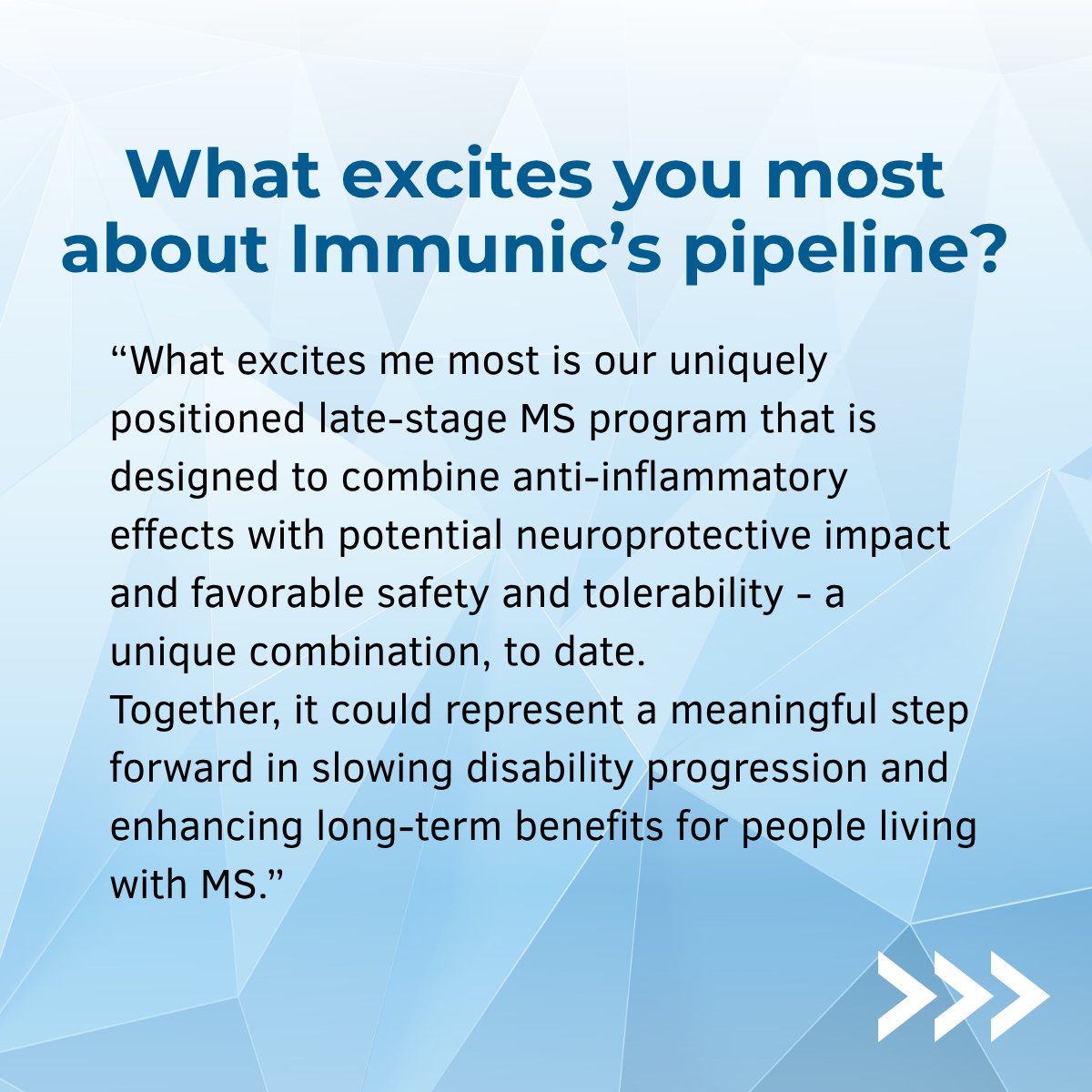 ImmunicInc's tweet photo. “At #Immunic, it’s a mission before it’s a company.”

One month in, our new CEO Erik Lundgren shares what drew him here and how he is thinking about science, patients, our team, and the execution ahead.

$IMUX #Leadership https://t.co/rYIwGYrQ2x