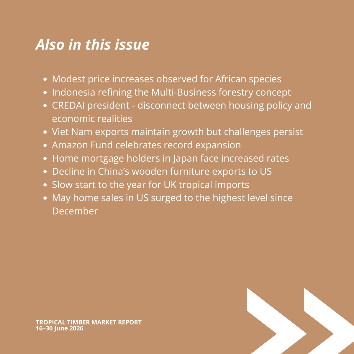 itto_sfm's tweet photo. 🗞️New Issue: 16–30 June 2026

🇬🇧🇪🇺Top Story - UK has announced stronger measures to tackle deforestation in import supply chains. New regulations planned for 2027 to strengthen the UK Timber Regulation, closely aligning it with #EUDR
🔗 https://t.co/aXjD6qAtVk https://t.co/Q71lQV5ThF