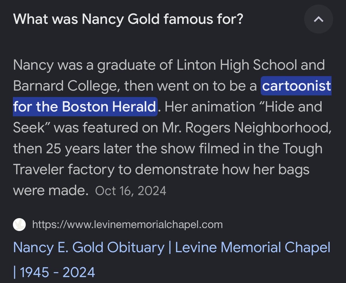 xavitooreal's tweet photo. @ClassicStrips Ernie was making a hint at Nancy Gold 

Nancy Gold: Cartoonist aged 78 who passed on 10/16/24 

She was the owner of ‘Tough Traveler’ https://t.co/dbDTf03TXK