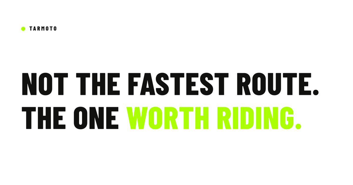Studio81Labs's tweet photo. Most route planners optimise for fastest or shortest. Neither tells you whether the road is actually any good to ride.

Tarmoto plans motorcycle routes around the thing that matters: roads worth riding. https://t.co/rB19Kmro7E