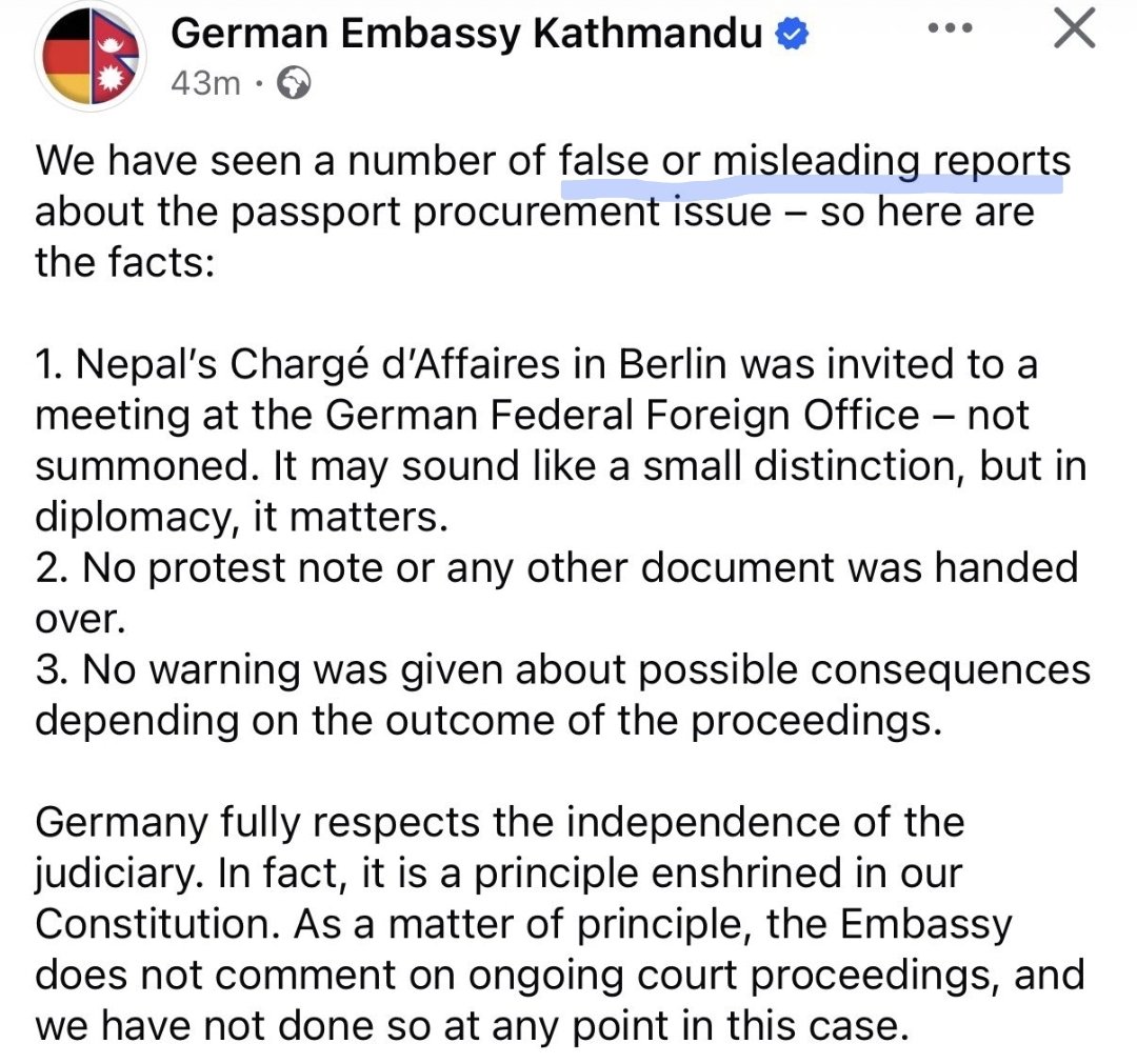 SulavKarki's tweet photo. I wonder who they are referring too 🤔 but again some of our media in Nepal have engaged in so much misinformation that a foreign embassy had to issue a clarification denying their claims. These so called media should reflect on themselves and this is why we just cannot trust what they write at face value anymore.