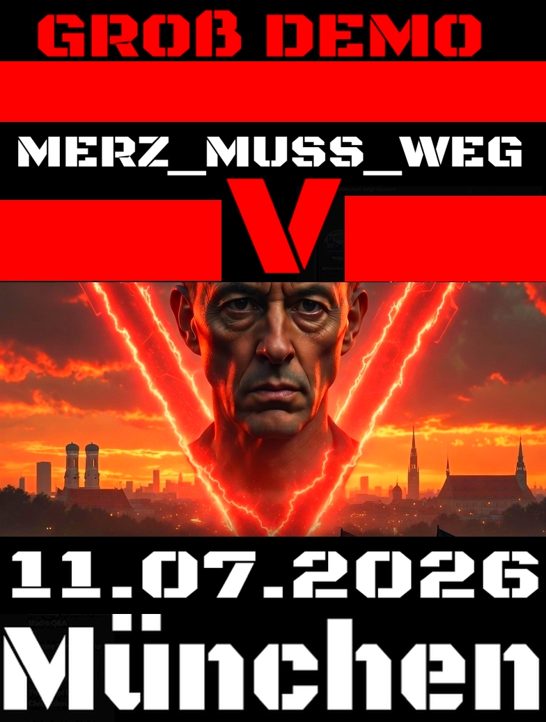 BockwurstClown's tweet photo. Die nächste Großdemo gegen Friedrich Merz
findet in MÜNCHEN statt:
🟥🟥🟥🟥Die MERZ_MUSS_WEG_V 🟥🟥🟥🟥
SAMSTAG
11.07.2026
14:00 UHR
MAX-JOSEPH-PLATZ
MÜNCHEN
🟥🟥🟥🟥🟥🟥🟥🟥🟥🟥🟥🟥🟥🟥🟥
#Weichreite #München #Demo5 #Merz #Söder #Bayern https://t.co/IboGnnZA0d