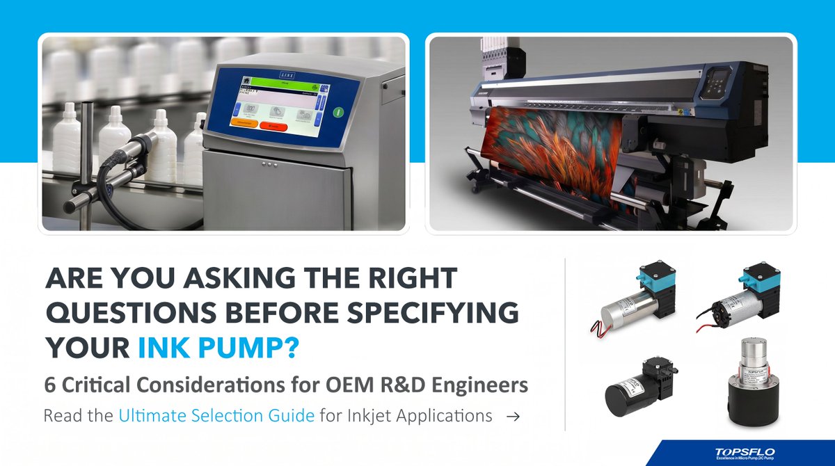 Topsflopump's tweet photo. Material compatibility is everything in inkjet system design.
Check out our team's latest guide on the 6 critical questions to ask before specifying your next #inkpump! 👇
https://t.co/QfqGi1zNtj
#InkDelivery #TOPSFLO #InkjetPump #MicroGearPump #DiaphragmPump #CIJ #inkjetprinter https://t.co/6EMNBmwU24