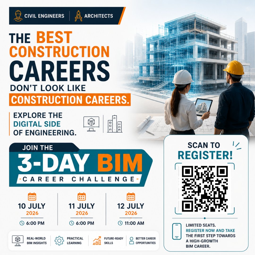 bimfasttrack's tweet photo. The Best Construction Careers Are Going Digital

Register Here:
🔗 https://t.co/okiE2joUOh

🚀 Explore the digital side of Civil Engineering with BIM and build future-ready career skills.

#BIMFastTrack #CivilEngineering #Architecture #BIM #CareerGrowth https://t.co/4ybtgeaezn