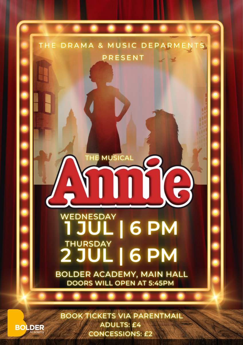 After months of rehearsals, preparation, and dedication, our students are ready to take to the stage for Annie.

We wish our cast, musicians, and technical team every success as they bring this wonderful musical to life tonight. Image