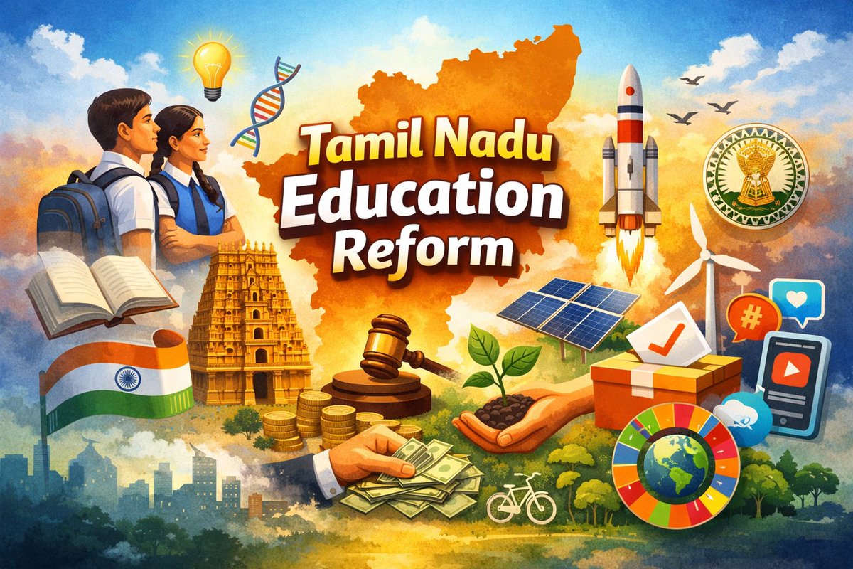 Brilie3's tweet photo. Tamil Nadu’s next-gen curriculum must prepare students to be socially responsible, economically capable, and environmentally conscious. 

From drug awareness in science labs to financial literacy in math, and climate action in geography, every subject can nurture better citizens.
With teachers guiding students to use social media for learning, reels and shorts can become classrooms of the future.

Let’s shape India@2047 through smarter, SDG-aligned education.

Read more - https://t.co/BqZtSsXo1l

#SDGCommittee #TamilNaduEducation #India2047 #CurriculumReform #DigitalLearning
#India #tvk #tvkvijay #tvkparty #tvkvijayspeech #tvkfortn #tvknews #tvkcampaign #sdg #sdgcommittee #sdgsinaction #sdgs #policyinnovation #policy #policymatters #policyforthepeople #policynews

@NITIAayog @Chief_Secy_TN @TN_Plan @CMOTamilnadu @UNICEFEducation @GPforEducation @EduMinOfIndia @TVKVijayHQ @TVKPartyHQ @dpradhanbjp @DPradhanFC @imrajmohan @TNedu @SBEd_TN @ashwinravi99 @tmkrishna