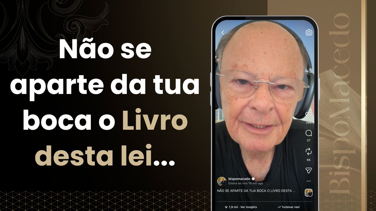 BispoMacedo's tweet photo. NÃO SE APARTE DA TUA BOCA O LIVRO DESTA LEI…

Assista e medite: https://t.co/3mCwhaC0sl

"Ninguém te poderá resistir, todos os dias da tua vida; Como Fui Com Moisés, Assim Serei Contigo; não te deixarei nem te desampararei. Esforça-te, e tem bom ânimo..." Josué 1:5-8 https://t.co/mtf6g4V8aH