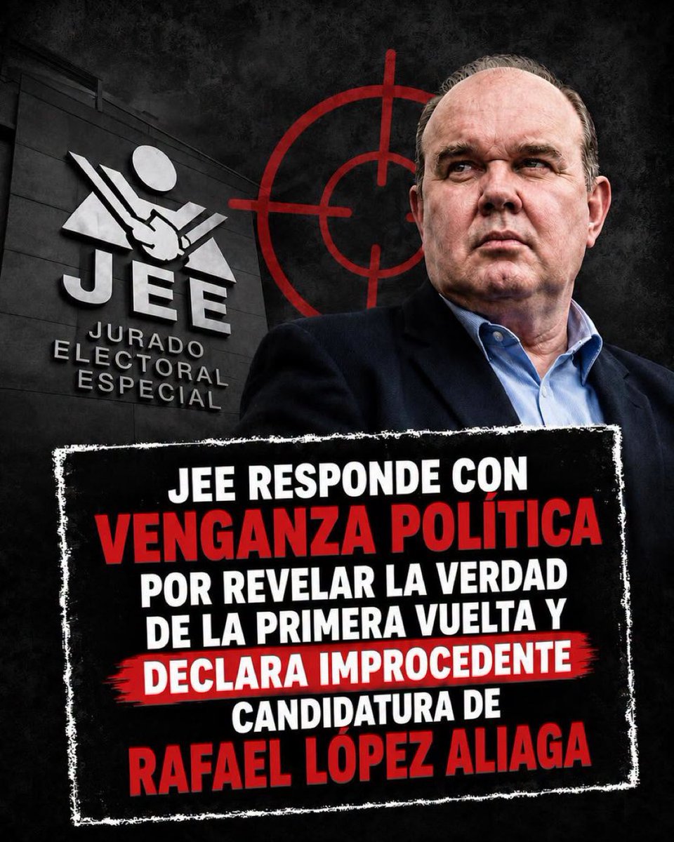 rlopezaliaga1's tweet photo. Venganza política contra @rlopezaliaga1 
Jurados electorales de la corrupción. https://t.co/R5J5R4i0Z0