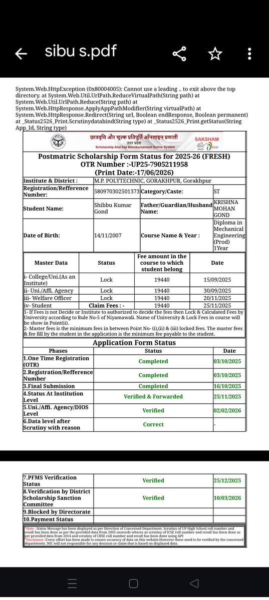 BittuGo9918's tweet photo. @Dm_Gorakhpur
@TribalAffairsIn @asim_arun  @ChiefSecyUP @SocialWelfareUP @UPGovt @Deepak_150786 माननीय मुख्यमंत्री @myogiadityanath जी सब कुछ वेरिफाई होने के बावजूद छात्रवृत्ति नहीं आया है,कृपया मेरे आवेदन की स्थिति की जांच करवाने की कृपा करें,, https://t.co/83HZm5YysZ