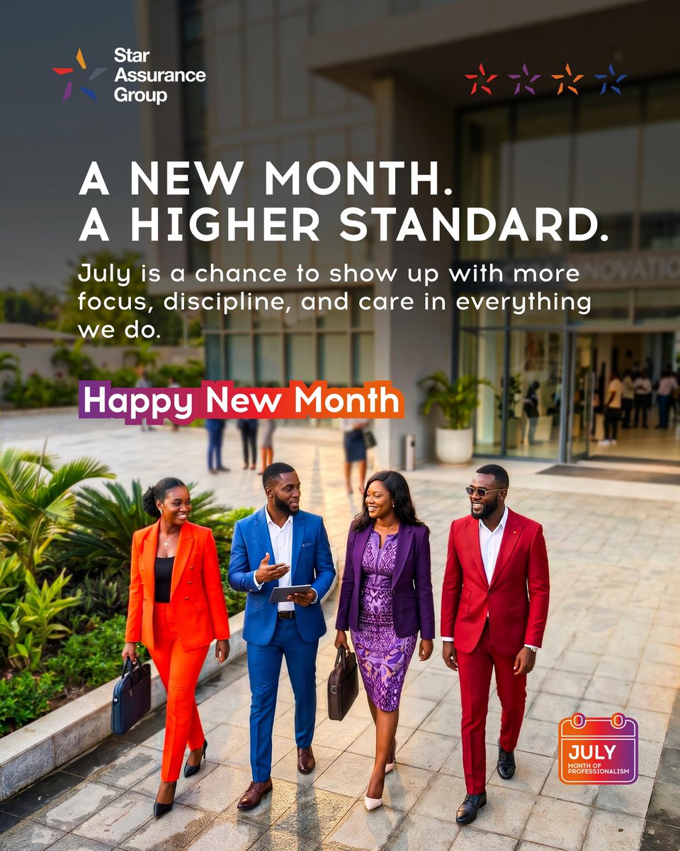 StarAssuranceGh's tweet photo. It’s a new month to hold yourself to a higher standard. Let’s show up ready, disciplined and ready to achieve with professionalism. 

At Star Assurance Group, we are rooting for you. 🤛 

#StarAssuranceGroup #YourSolidPartner #MonthOfProfessionalism https://t.co/0o7920DA0F
