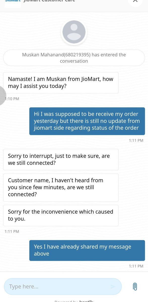 RishikeshN22's tweet photo. Worst customer service ever 
@JioMart_Support @JioMart https://t.co/KJvuQ2NKJ1
