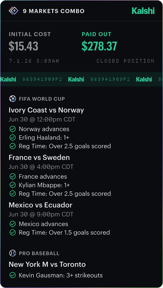 APTx19944's tweet photo. Some Kalshi Slips with some FIFA &amp; MLB selections , what a W night 🔥🔥#kalshi #fifa #mlb https://t.co/LZVjwbldDX