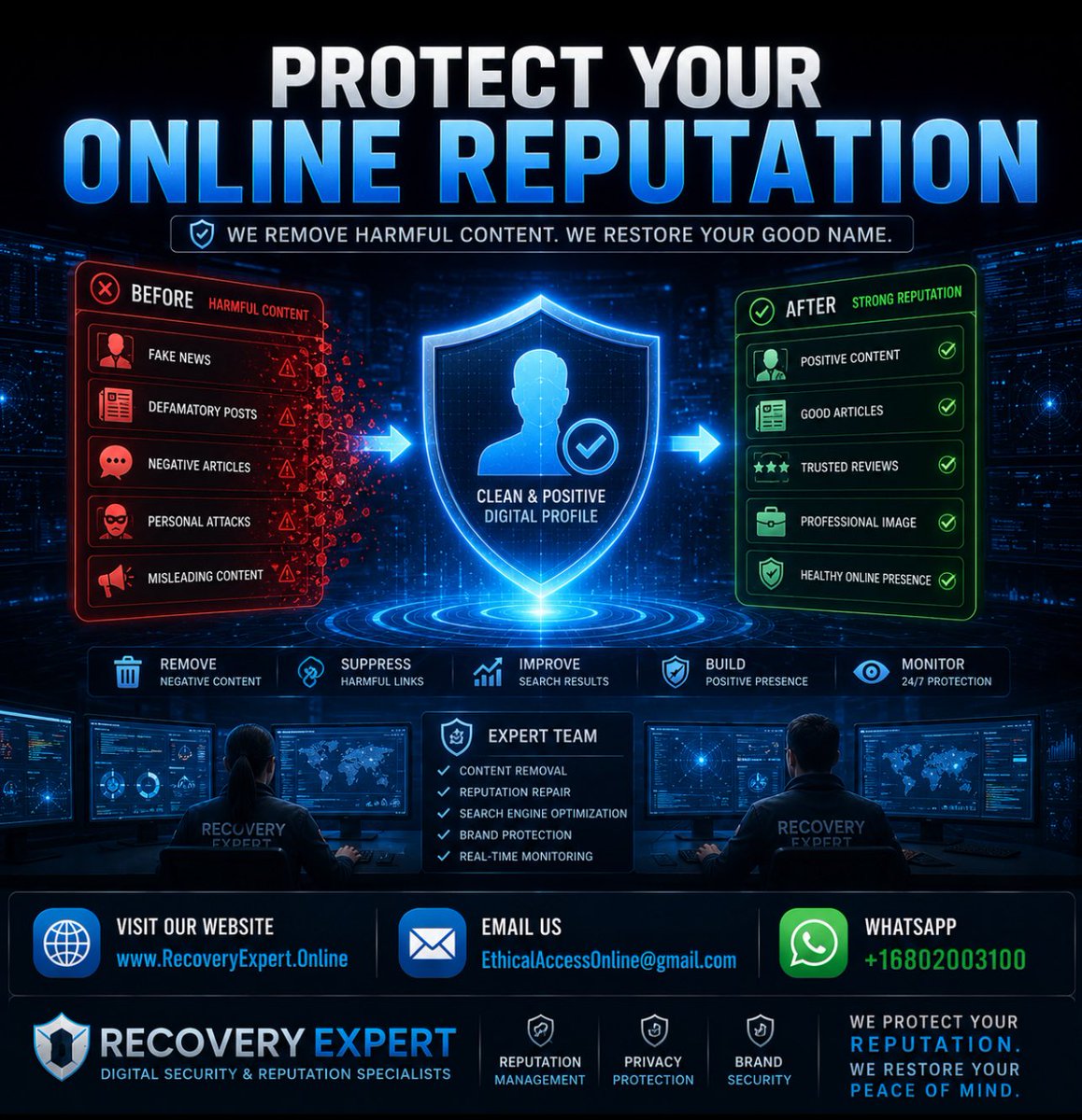 ProCyberExpert's tweet photo. 📢 Harmful online content can damage your personal and professional reputation. Act early, stay informed, and protect your digital presence.

#ContentRemoval #OnlineReputation #CyberSecurity #DigitalSafety #CyberAwareness #CryptoTracing #CryptoRecovery https://t.co/lidYYXwYkM