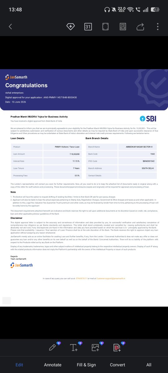 Devistrafinance's tweet photo. @OfficialSBICare @TheOfficialSBI We applied for a PM Mudra Loan through the JanSamarth Portal and received a Digital/In-Principle Approval. However, despite repeated follow-ups, there has been no clear update from the concerned SBI branch. https://t.co/BB9VPoGicn