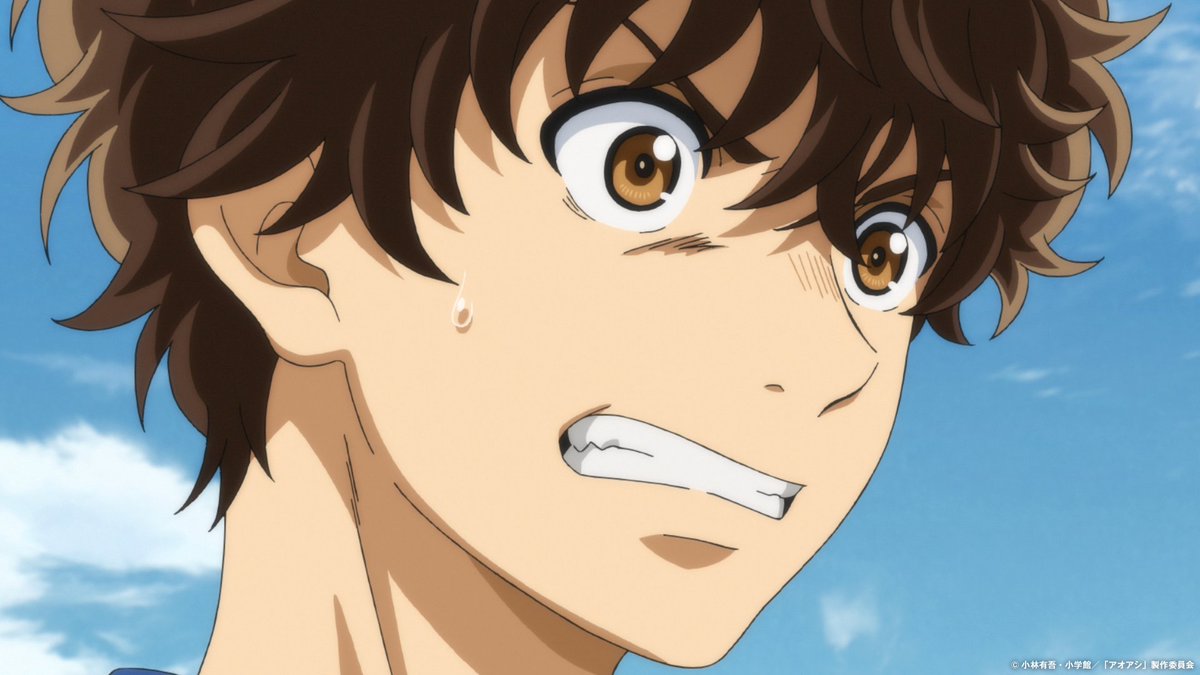 aoashi_pr's tweet photo. ＼⚽️ 本日「Season1」第14話 再放送 ⚽️／

TVアニメ『#アオアシ Season1』
このあと【午後5時】より、
NHK Eテレにて
第14話「たかがサッカー」が放送開始📺

福田からディフェンダーへの転向を告げられたアシト。
それは、到底受け入れられるものではなかった。
バス停で一人うなだれているアシトのもとに現れたのは、花だった。

突きつけられた現実に激しく葛藤するアシト。
そんな彼に花がかける言葉とは……！？🐦‍⬛🔥