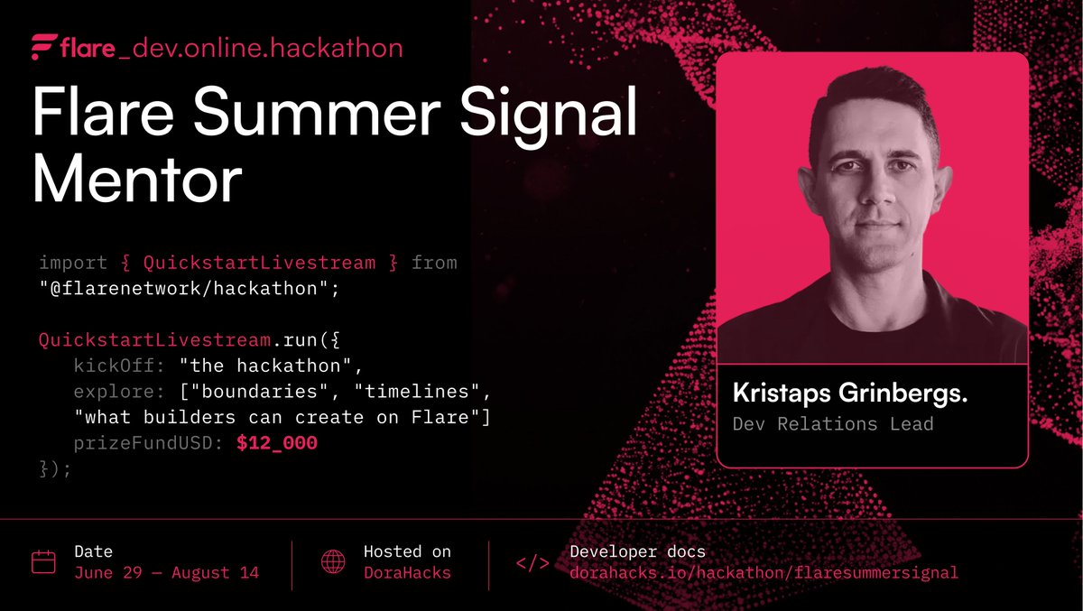 fassko's tweet photo. We at Flare are running a hackathon all summer, and I personally will be monitoring it. How I see it is more about working together, explaining Flare tech, and learning from you. I actually have prior experience mentoring startups. Excited about this.
Learn more: https://t.co/zvuE9s1QrL