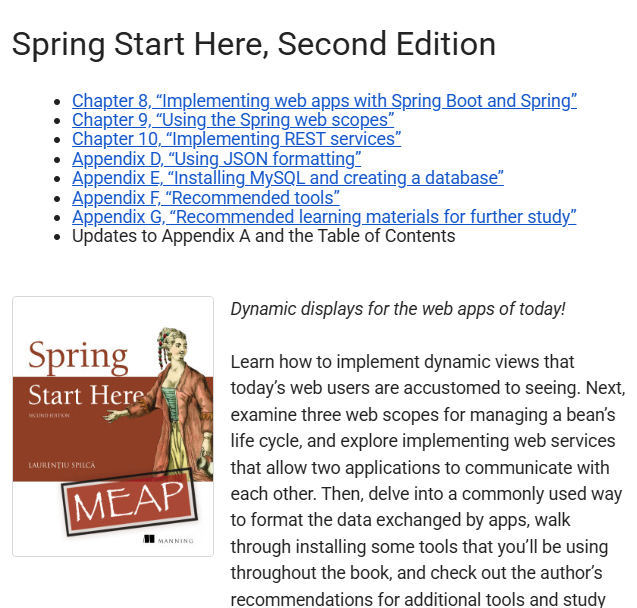 laurspilca's tweet photo. More content now available in Spring Start Here, second edition MEAP!  🚀 https://t.co/8EdP18Xxpq