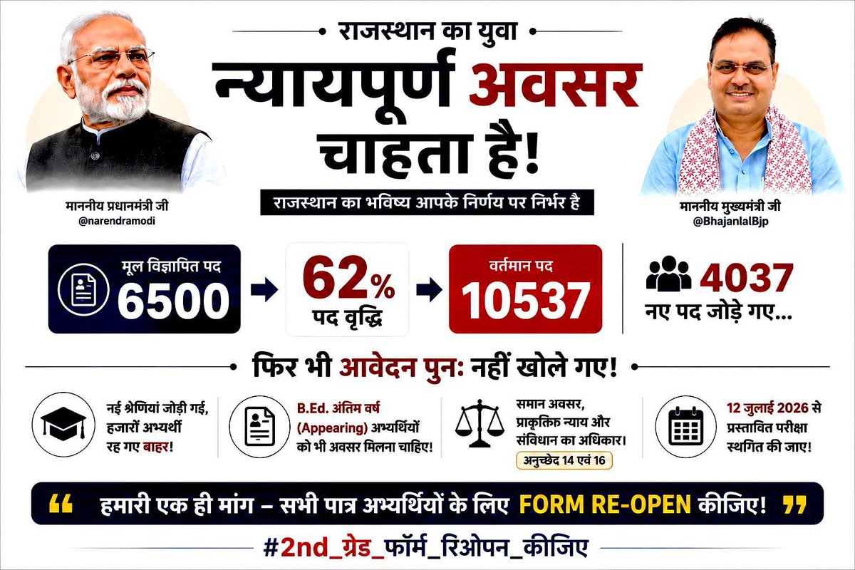 BhootRamkumar's tweet photo. राजस्थान का युवा न्यायपूर्ण अवसर चाहता है।
@RPSC1 
@RajCMO https://t.co/SdJS8zyd3O