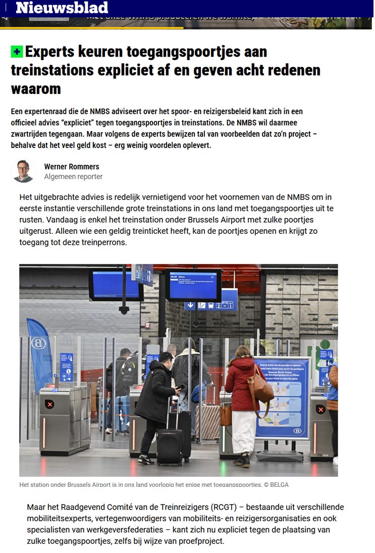 Dirk_Lauwers's tweet photo. Met het Raadgevend Comité van de Treinreizigers (#RGCT) brachten we een negatief advies uit over het plaatsen van #toegangspoortjes in de #treinstations, de besluitvorming bij @NMBS hierover is momenteel aan de gang.
Het volledige #advies leest u hier: https://t.co/jFaA2OxnG2 https://t.co/Bz6wNFb6pT