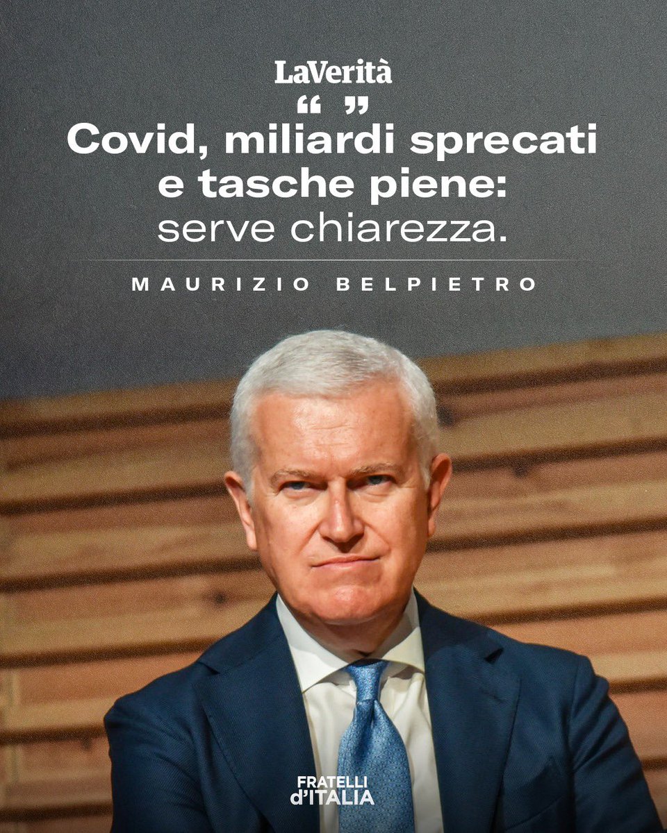 FratellidItalia's tweet photo. Se durante la pandemia qualcuno ha lucrato sull’emergenza, è necessario accertarlo. Se miliardi di euro degli italiani sono stati sprecati in acquisti scellerati, è doveroso fare piena luce sulle responsabilità.

La sinistra si metta l’anima in pace. Se davvero non ha nulla da nascondere, smetta di ostacolare una Commissione che ha un solo obiettivo: restituire agli italiani tutta la verità.