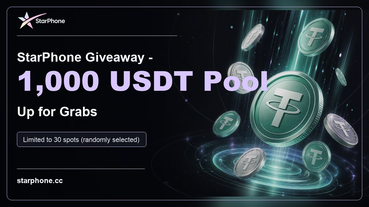 StarPhoneCC's tweet photo. 🎁 StarPhone #USDT Giveaway is LIVE — $1,000 USDT prize pool!

💰 $300 USDT for 30 Galxe winners
⭐ 300,000 STAR (~$700) for 1,000 randomly selected users
⚠️ STAR rewards will be distributed after TGE.
Join Now 👉https://t.co/5Ubm49oyRs https://t.co/1RpUxYEOWm