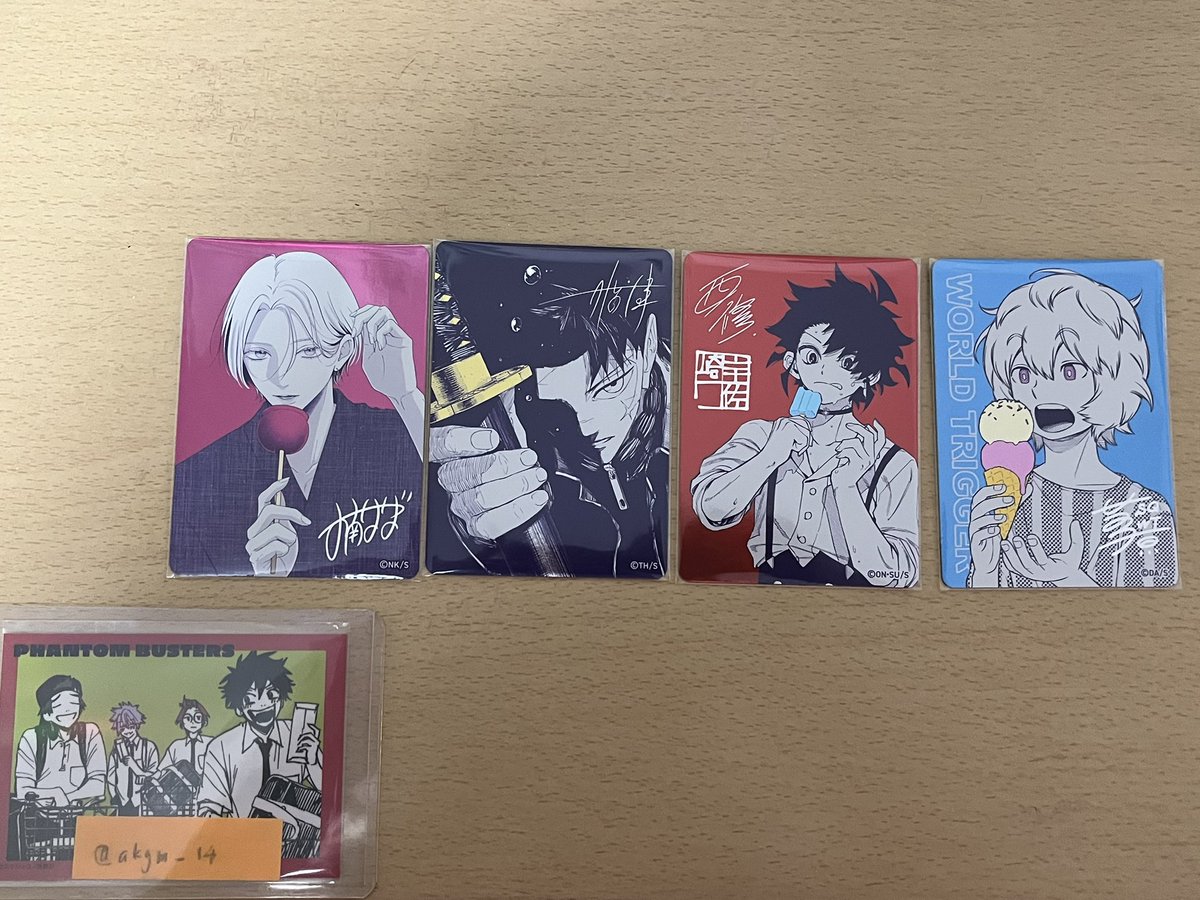 akgm_14's tweet photo. 【ナツコミ メタキラカード 交換】

求:ファントムバスターズ
譲:恋するリップティント、カグラバチ、魔男のイチ、ワールドトリガー

郵送のみ。
お気軽にお声掛けよろしくお願いいたします。 https://t.co/3ZF43W5haT