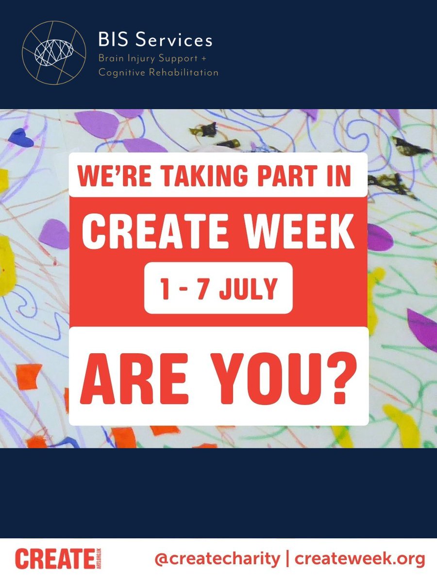 BISServicesltd's tweet photo. We're looking forward to getting creative this week to celebrate the benefits of creative interventions both in neurorehab and beyond!

@createcharity 

#CreateWeek #BISServices #neurorehab #creativetherapies #arttherapy https://t.co/4Bp4NGfdpH