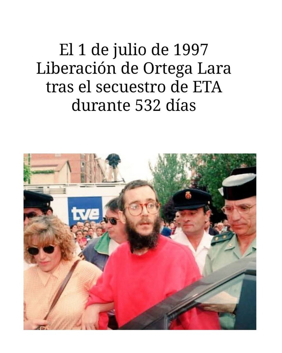 MqGuardiaCivil's tweet photo. 1/7/1997: se libera José Antonio Ortega Lara, un hombre con 23 kg menos, demacrado y asustado. El secuestro más largo perpetrado por #ETA Había sido liberado tras 532 días encerrado en un zulo.

https://t.co/AeQpGQDSDi https://t.co/Cy1F0Pvx7z