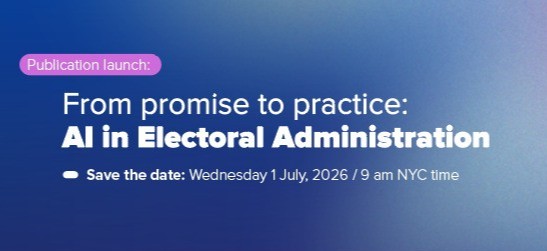 UNDPPA's tweet photo. #HappeningToday: Hear from experts on how AI is reshaping elections and what it means for electoral authorities, policymakers and practitioners.

@DicarloRosemary will open the launch of From Promise to Practice: AI in Electoral Administration.

Register: https://t.co/WPXiE6wKIj https://t.co/xRe7JOUxEU