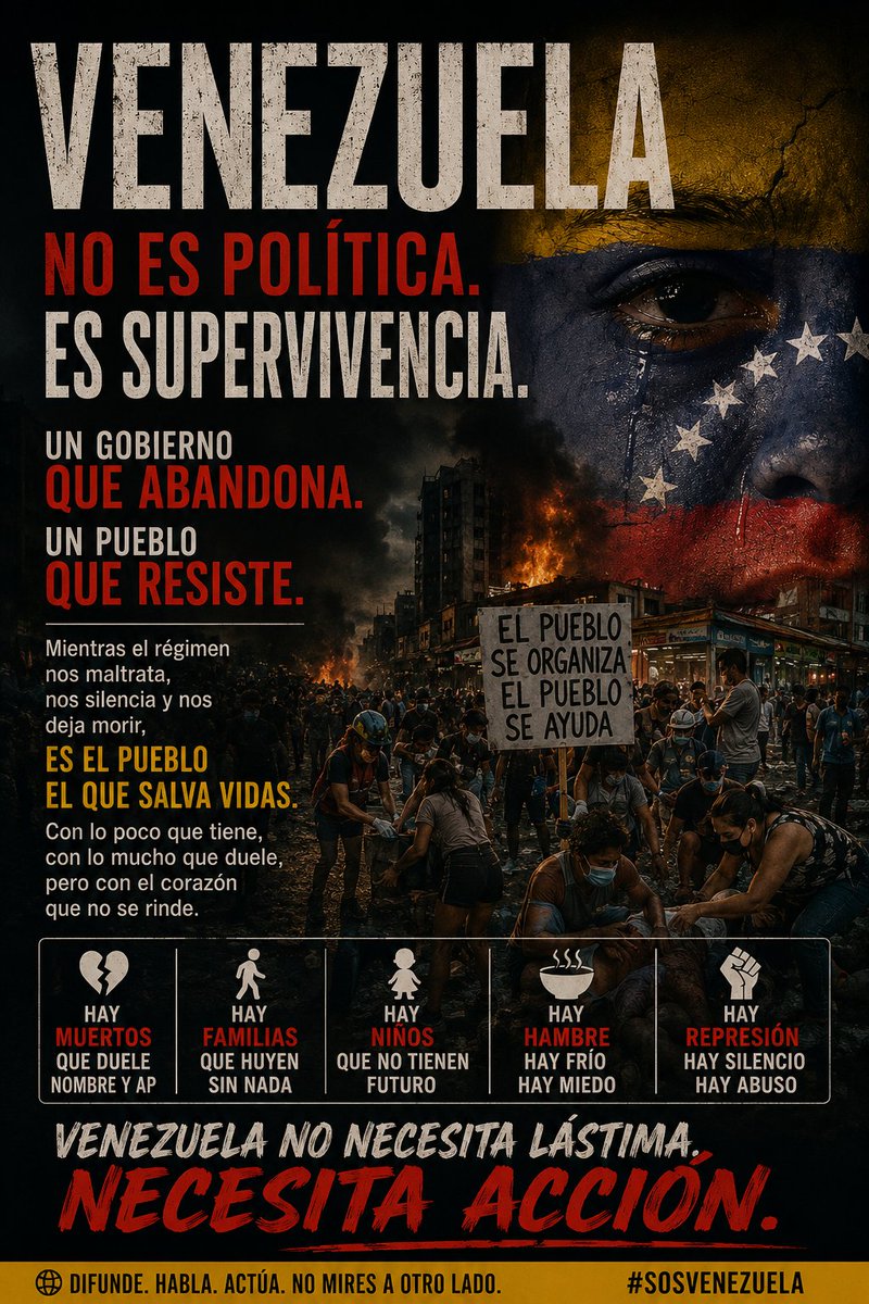 jgstudi0's tweet photo. Un Pais que Sufre.. Un Pais sin Gobierno.

Pero no estas sola Venezuela, el Mundo esta Contigo!

#Venezuela #sosVenezuela #helpVenezuela #Venezolanos #fe https://t.co/dXCgvJjr9Q