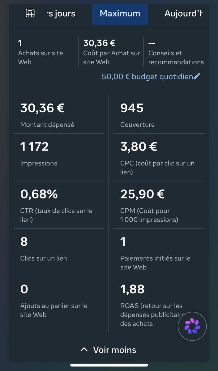 zkk_24's tweet photo. J’ai copié collé un shop qui tourne à 40k day aux us, j’ai adapté ses créa pour mon marché, meta me rapporte 1 conversion day en début de spend et ensuite plus rien, (toute les créa ont ce CPC et ctr qui sont cata) mais y’a des sale. Jsp kw fr. @sugarhillsully @kuponktur help 🥲 https://t.co/0HwzcBz7AQ