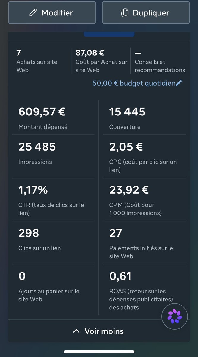 zkk_24's tweet photo. J’ai copié collé un shop qui tourne à 40k day aux us, j’ai adapté ses créa pour mon marché, meta me rapporte 1 conversion day en début de spend et ensuite plus rien, (toute les créa ont ce CPC et ctr qui sont cata) mais y’a des sale. Jsp kw fr. @sugarhillsully @kuponktur help 🥲 https://t.co/0HwzcBz7AQ