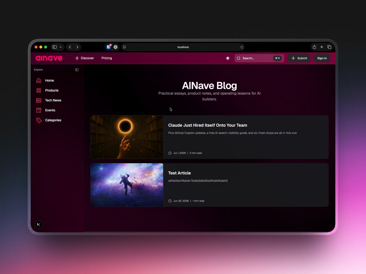 ramitkoul's tweet photo. 🚀 Day 74 of Building in Public

🔥 Going live with a custom-made lightweight blog platform.

- I will be using this to post weekly newsletters and other thoughts for AI builders and enthusiasts.

- Initially, I thought of using any existing platform like ghost but I feel this was a lot easier to setup without any extra cost involved since I already had the solid base setup in my codebase for my usecase.

#buildinpublic