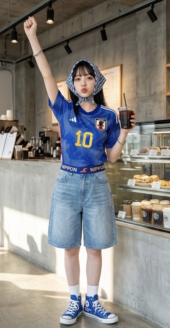 un_numm's tweet photo. サッカーユニフォームで応援してる姿🤣
これ...あってる??
#サッカーＷ杯 https://t.co/d1jAqsvgwK