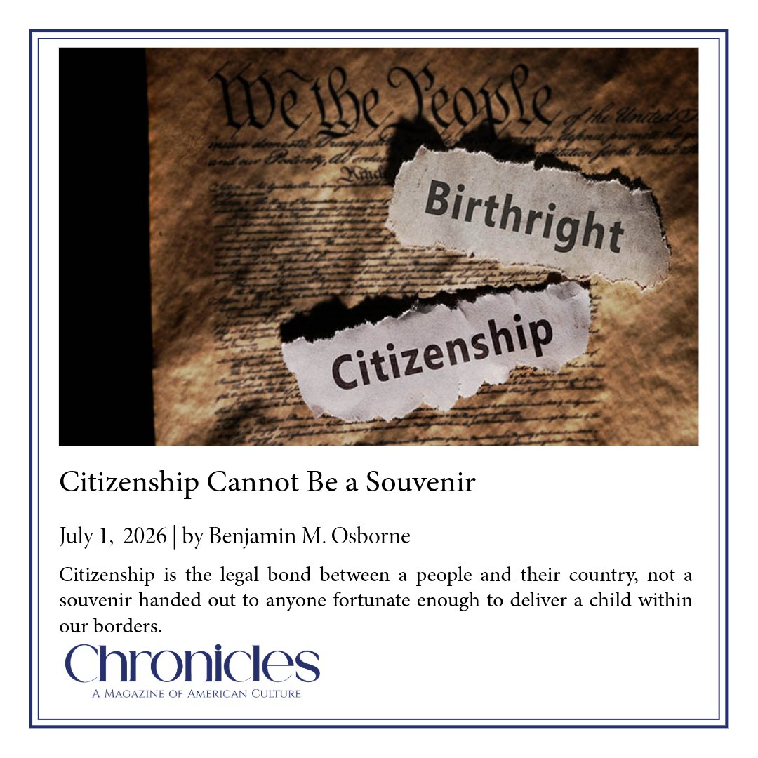 “A republic that cannot decide who belongs to it cannot long remain a republic.” 

American citizenship is more than a legal status or a credential to be acquired. It is not a tool for birth tourism, but a lasting bond grounded in loyalty, shared obligations, and commitment to