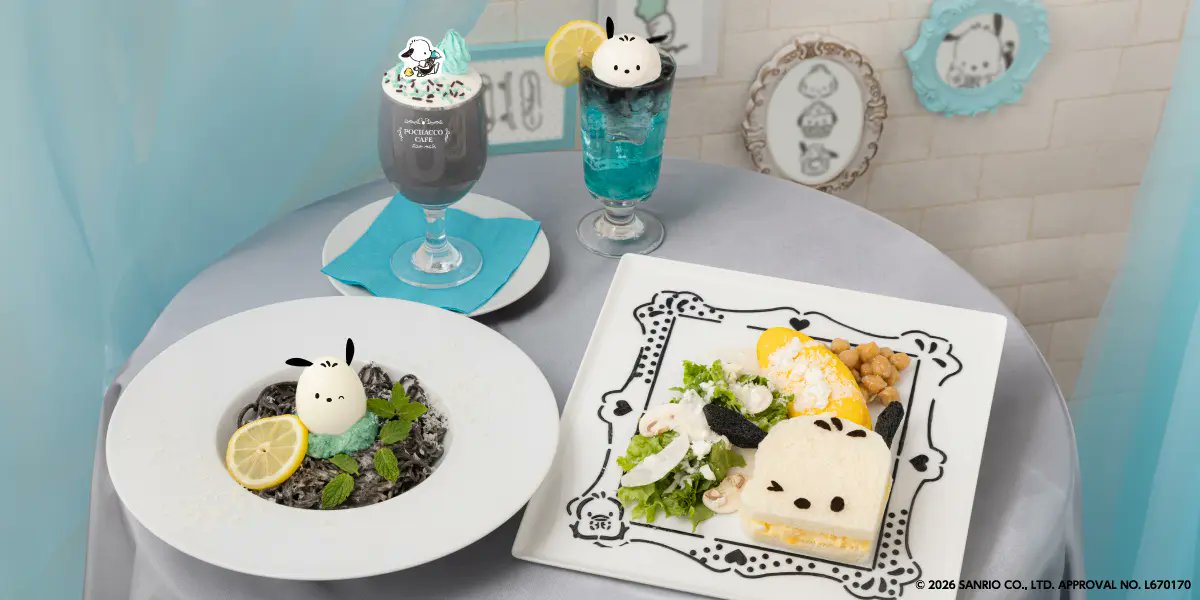 sanrio_oshikatu's tweet photo. ＼⚠️まもなく開催スタート📣🆕／
ポチャッコのモノクロ調のテーマカフェ「POCHACCO CAFE」、明日7/2(木)～東京・大阪で開催スタート🥹🩵🩶
グッズはオンラインでも販売されるので、カフェ行けない人もぜひチェックしてみてね🥹
オンライン販売は明日お昼12時開始だよ⏰

📅開催場所・日程：
≪東京/押上≫
📍BOX cafe&space東京ソラマチ店
東京都墨田区押上１丁目1-2 東京スカイツリータウン・ソラマチ 1F タワーヤード 6番地
📅2026年7月2日（木）～8月16日（日）

≪大阪/天王寺≫
📍BOX cafe&space 天王寺MIO店
大阪府大阪市天王寺区悲田院町10-39　天王寺MIO本館 11F
📅2026年7月2日（木）～8月9日（日）

🔻詳細は特設サイトにて🩶
https://t.co/0jIjkyj4Vz

#サンリオキャラクターズ #ポチャッコ #テーマカフェ