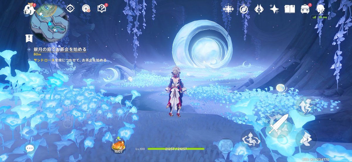 eber_accebeR's tweet photo. ゲームの仕様で旅人以外のプレイアブルキャラが入ることが出来ない銀月の庭にサンドローネだけは入ることが出来て熱すぎる　コロサンすぎませんか？ https://t.co/QAqv96FkNi