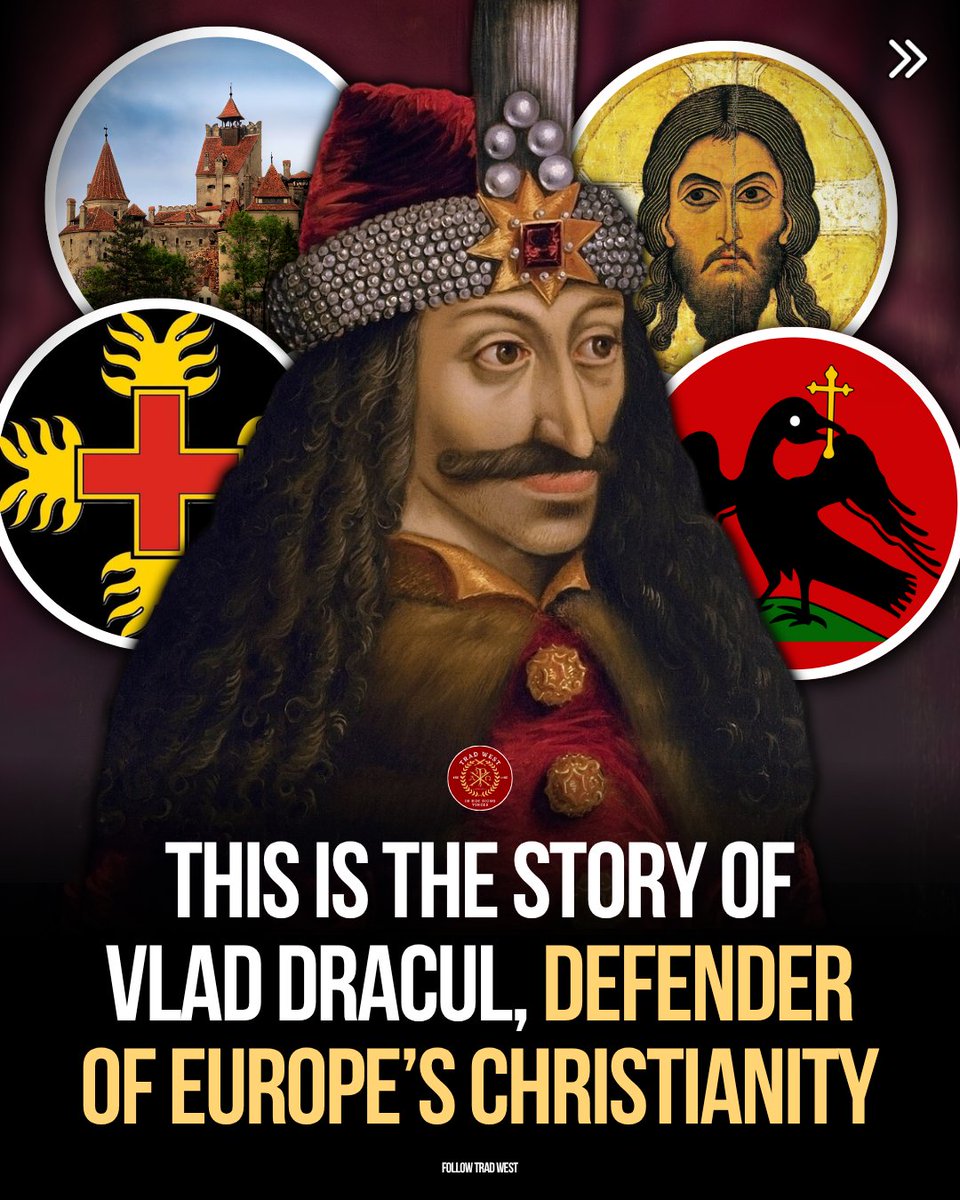 trad_west_'s tweet photo. Vlad III of Wallachia, remembered by history as Dracula, was born on one of Europe’s most chaotic frontiers.

His father, Vlad II Dracul, belonged to the Order of the Dragon, a chivalric order founded by Sigismund of Luxembourg to defend Christian lands against Ottoman expansion. From his father’s title came the name Drăculea, Dracula, meaning “son of Dracul,” or “son of the Dragon.”

As a boy, Vlad was sent with his brother Radu as a hostage to the Ottoman court, a political guarantee of his father’s loyalty. There he learned the language, customs, military methods, and internal weaknesses of the power that would later become his greatest enemy.

When Vlad returned to Wallachia, his homeland was caught between larger powers. Hungary, the Ottoman Empire, rival nobles, and competing claimants all fought to control the small principality.

Vlad eventually seized the throne and ruled with a severity that made his name feared across the region. His methods were harsh even by medieval standards, but his political aim was clear: to strengthen Wallachia, break the power of disloyal nobles, and resist Ottoman domination.

In 1462, Sultan Mehmed II, the conqueror of Constantinople, marched against Wallachia with a far larger army.

Vlad did not meet him in a conventional open battle.

He used ambushes, scorched-earth tactics, night attacks, and psychological warfare to weaken the Ottoman advance. His most famous move came during the Night Attack at Târgoviște, when he attempted to strike directly at Mehmed’s camp.

The campaign became one of the most remembered episodes of the anti-Ottoman wars in Eastern Europe.

When Ottoman forces reached Târgoviște, they found the city abandoned and were confronted with the terrible evidence of Vlad’s earlier punishments against captured enemies. The sight shocked the army and entered legend as one of the darkest moments of medieval warfare.

Vlad’s reign was brief and unstable, and he did not permanently stop Ottoman influence in Wallachia. But his resistance made him a symbol of a Christian ruler fighting to preserve his land on the edge of a vast empire.

History remembers him with fear, controversy, and fascination.

He saved his nation and Europe from being conquered. He was Vlad III Dracula, the Dragon’s Son of Wallachia