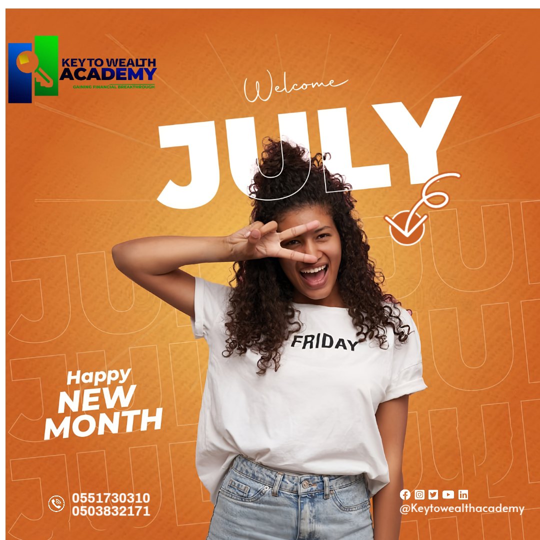 KeyToWealth01's tweet photo. A new month. A fresh start. A new chance to grow.  Cheers to a productive July! What's your biggest goal this month? https://t.co/ac7qLqfyFZ