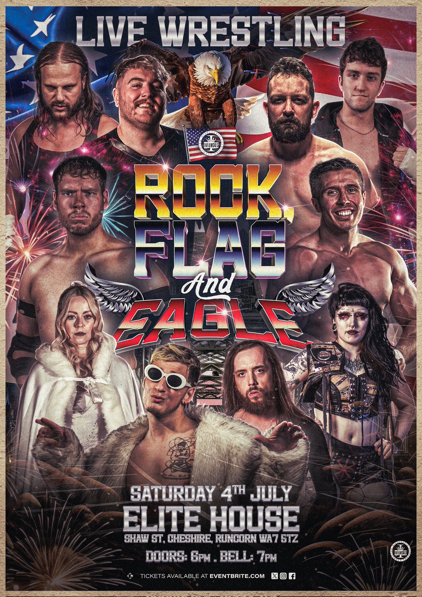 INFAMOUS_WP's tweet photo. We are days away from our return to Runcorn! 

INFAMOUS presents ROCK, FLAG &amp; EAGLE!

Featuring the all day INFAMOUS title tournament!

July 4th 📆

Elite House, Runcorn 🏢

Tickets available now! https://t.co/IKXkaEh0OH