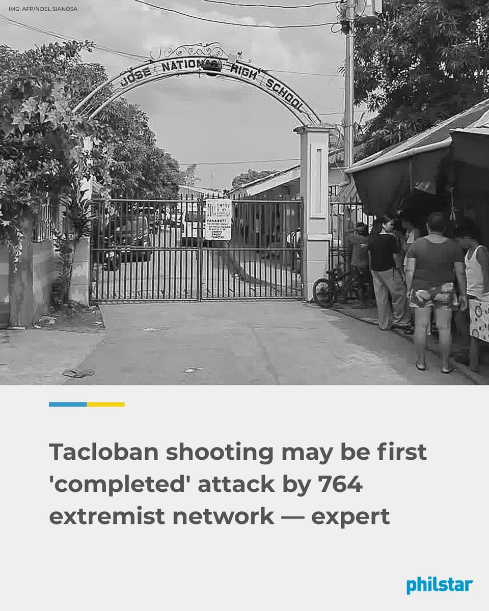 PhilstarNews's tweet photo. A DISTURBING FIRST

The Tacloban school shooting may be the first “completed” mass attack linked to the extremist network 764 anywhere in the world, according to a cybersecurity expert who testified before the Senate on Wednesday.

Authorities stressed that the alleged link has yet to be confirmed. During the hearing, the Philippine National Police also said it has rescued 24 minors from the same broader online network since October 2025.

Read: https://t.co/IaVpkJFCuA