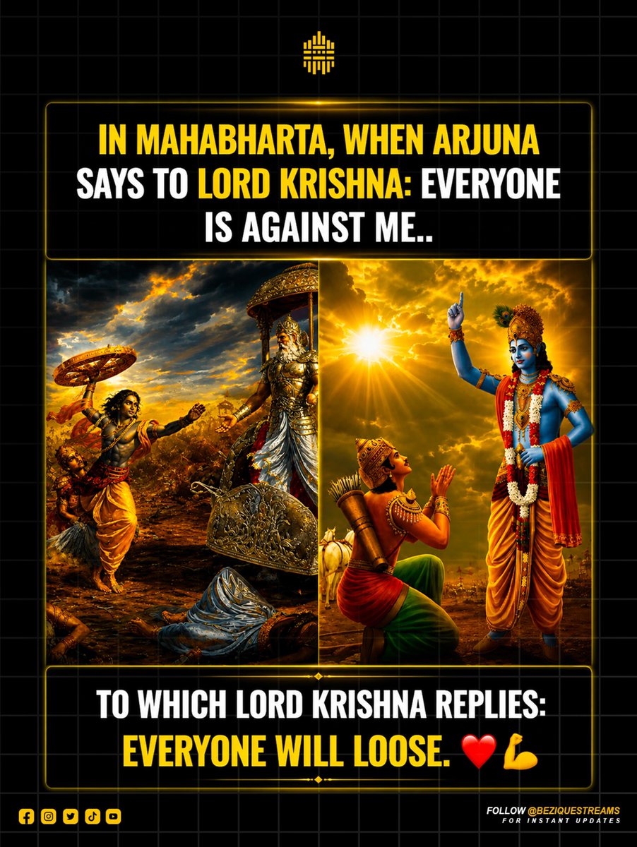 Bhgawad_Gita's tweet photo. Arjuna: Everyone is against me 

KRISHNA: Everyone will loose https://t.co/40hfIfHxy8