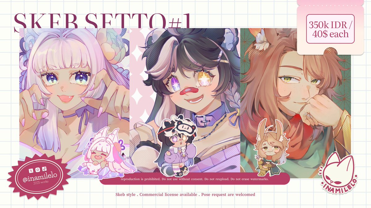 inamilelo's tweet photo. [ 🩷 and 🔁 appreciated! ]

JULY COMMISSION IS OPEN!

Visit links on my bio to grab your commission from VGen! DM me to book your commission.

Limited Slot!

#CommissionOpen #VGenComm #ArtistonTwitter #SkebCommission https://t.co/GtajYue2Yh